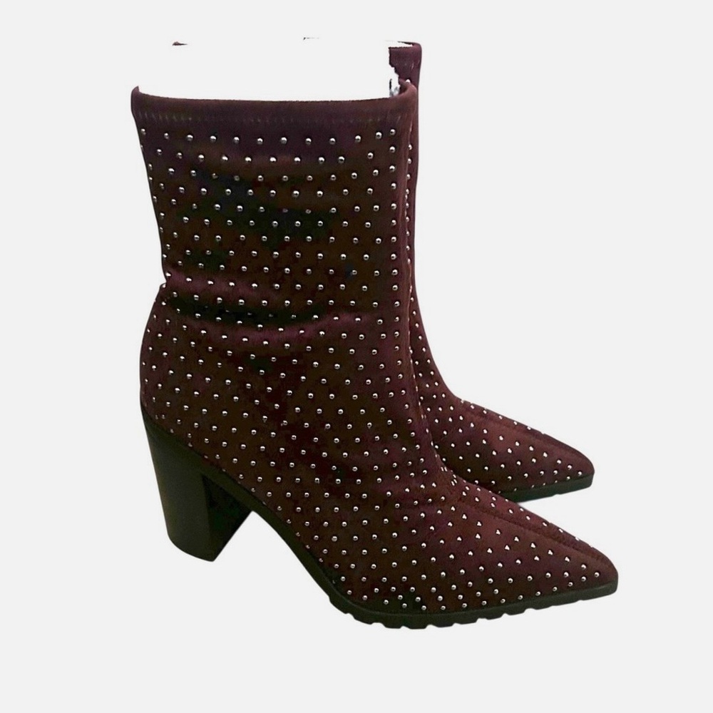 Charles By Charles David Danielle boots Women’s size 8.5 New Burgundy Studded - Picture 5 of 9